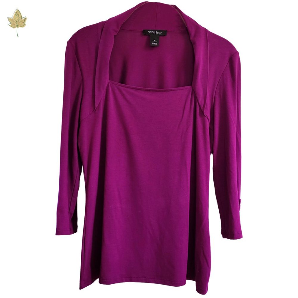 White House Black Market | Purple Top | Size Medium | 3/4 Sleeve
